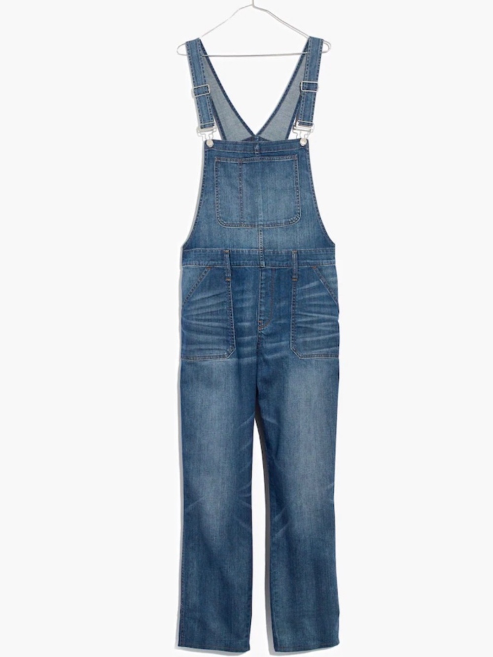 Madewell Skinny Denim Overalls w/ Zippered sides, Women’s Size Large